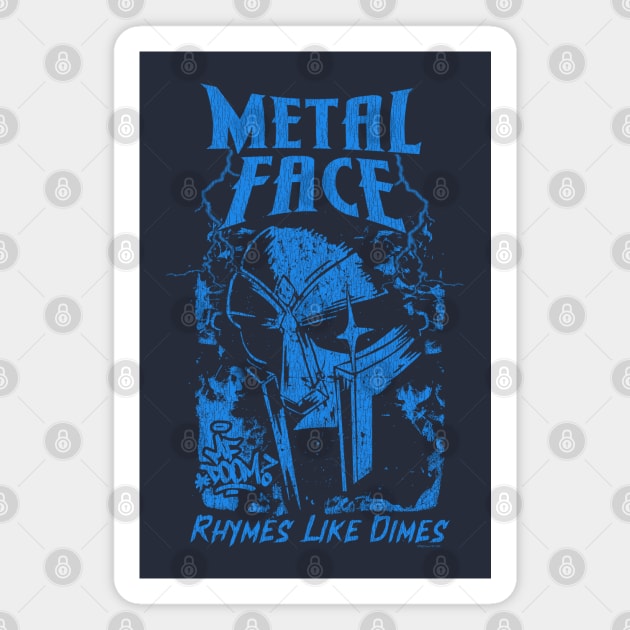 Vintage Bootleg Metal Face Blue Magnet by Hoki Tross Creative